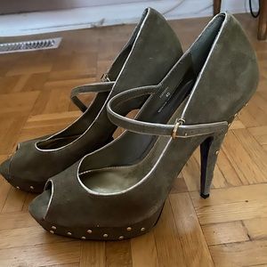 David Dixon green suede platform pumps, 10